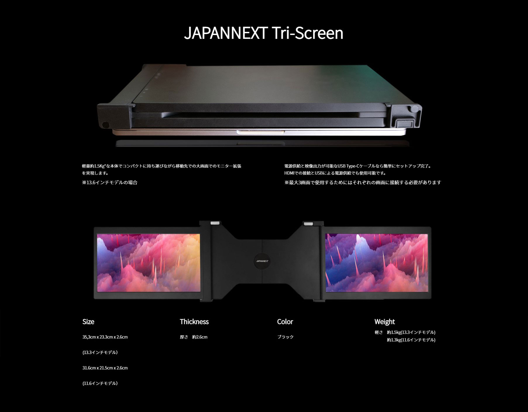 マルチディスプレイモバイルモニター “Tri-Screen”-japannext