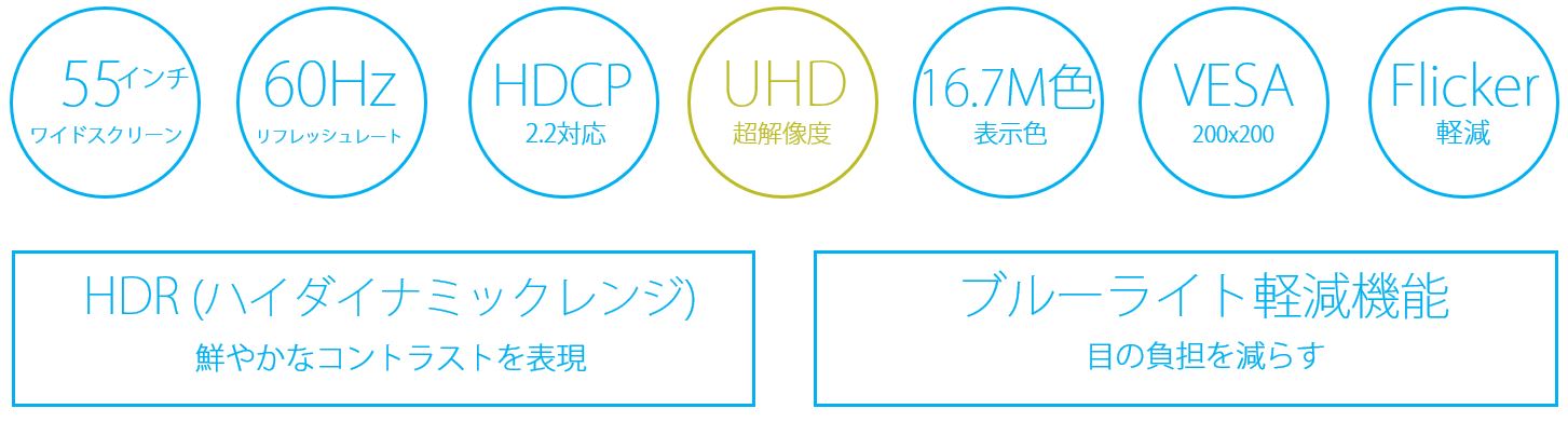 JAPANNEXT 「JN-IPS5500TUHDR」<br>55インチ4K液晶ディスプレイ <br 