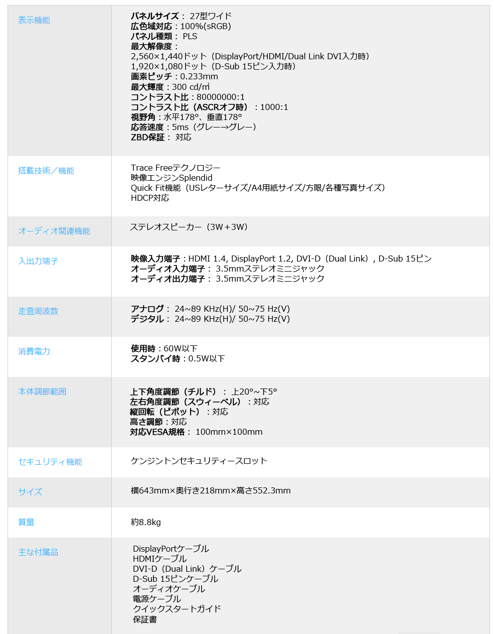 スペック– JAPANNEXT 4K WQHDなど超解像度、ゲーミング、曲面など特殊液晶モニター image photo