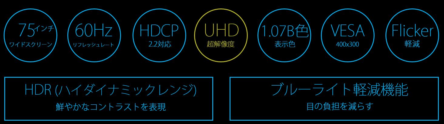 JN-VT7500UHDR 4K モニター 75型 UHDディスプレイ HDMI2.0 HDCP2.2 HDR JAPANNEXT – JAPANNEXT  4K WQHDなど超解像度、ゲーミング、曲面など特殊液晶モニター