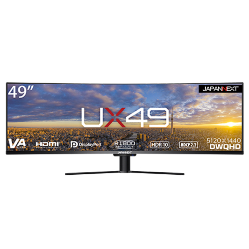 生産終了〉JAPANNEXT「UX49：JN-VC490DWQHDR」49型Dual WQHD(5120×1440 