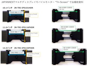 大特価【ゆめくま様専用】JAPANNEXT モバイルモニター Tri-Screen ディスプレイ・モニター本体