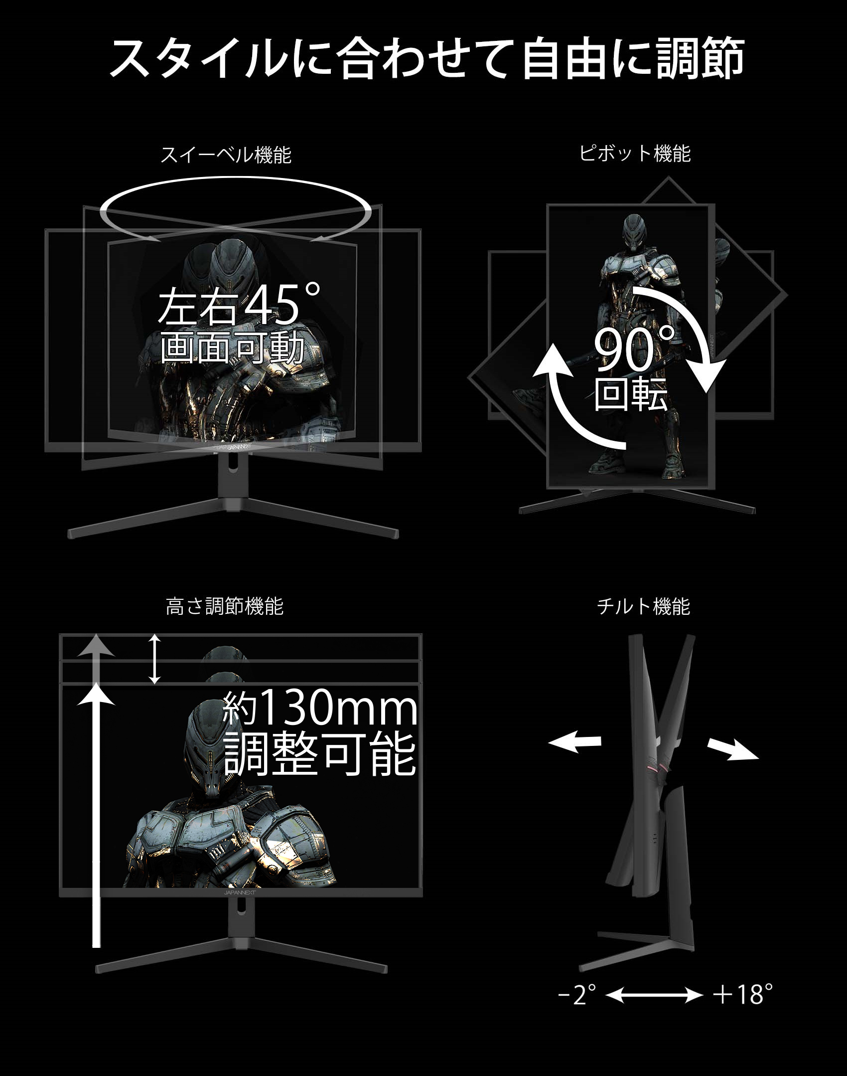 JAPANNEXT HDMI 2.1対応 31.5型 144Hz対応４Kゲーミングモニター JN